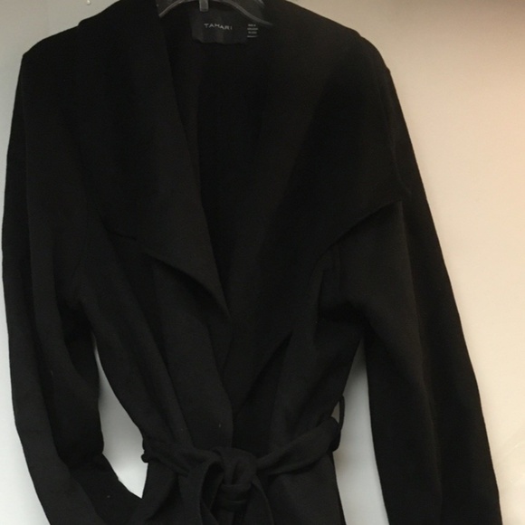 Tahari Wool Blend, Kimono Black Robe Coat With Belt NWT 2X - Picture 5 of 10